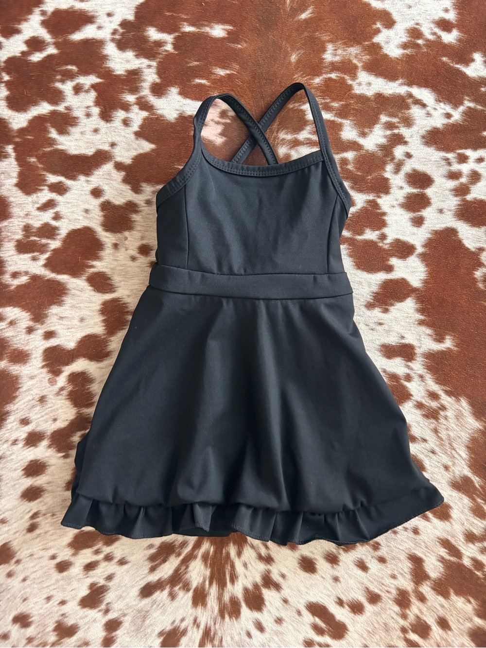 Girls' Black Cross-Back Skater athletic tennis Dress with shorts 2t